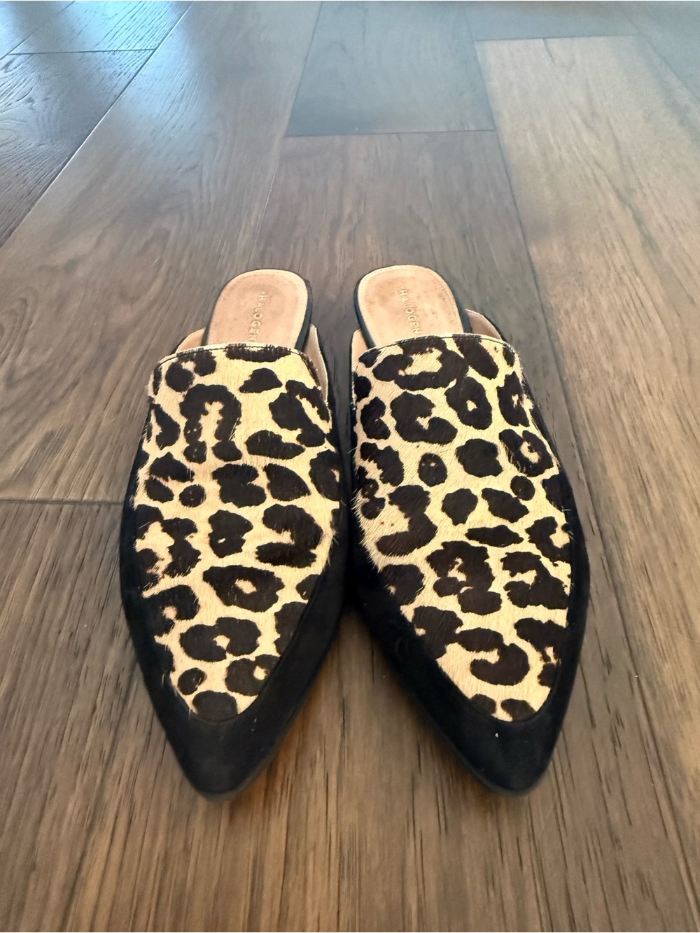 Steve Madden Leopard Print Pointed Slip-On Mules - Black & Beige